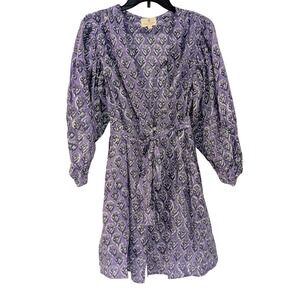 Perry Walker Collective Fedierika Dress Purple Floral V Neck Mini Size Small NWT